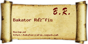 Bakator Ráfis névjegykártya
